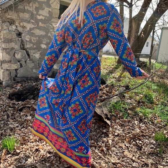Dresses & Skirts - SOLD vintage Boho 70s hippie maxi dress L Checkaberry